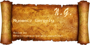 Nyemecz Gergely névjegykártya